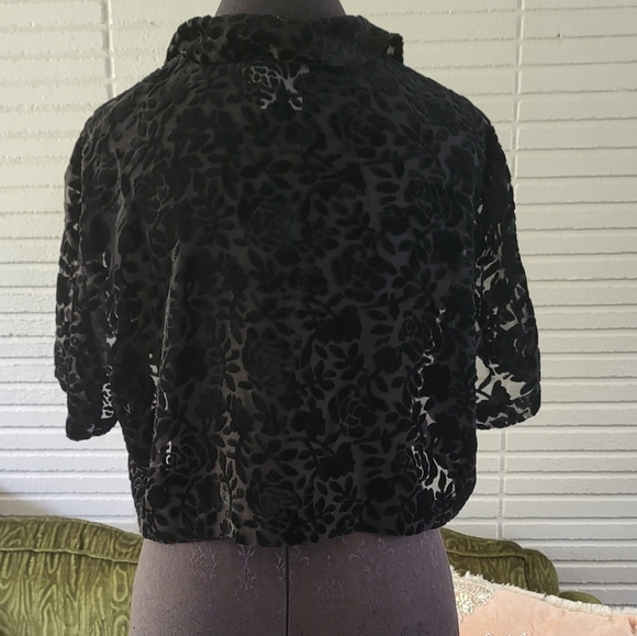 Vintage Black Rose Velvet Devore Jacket - Picture 7 of 15